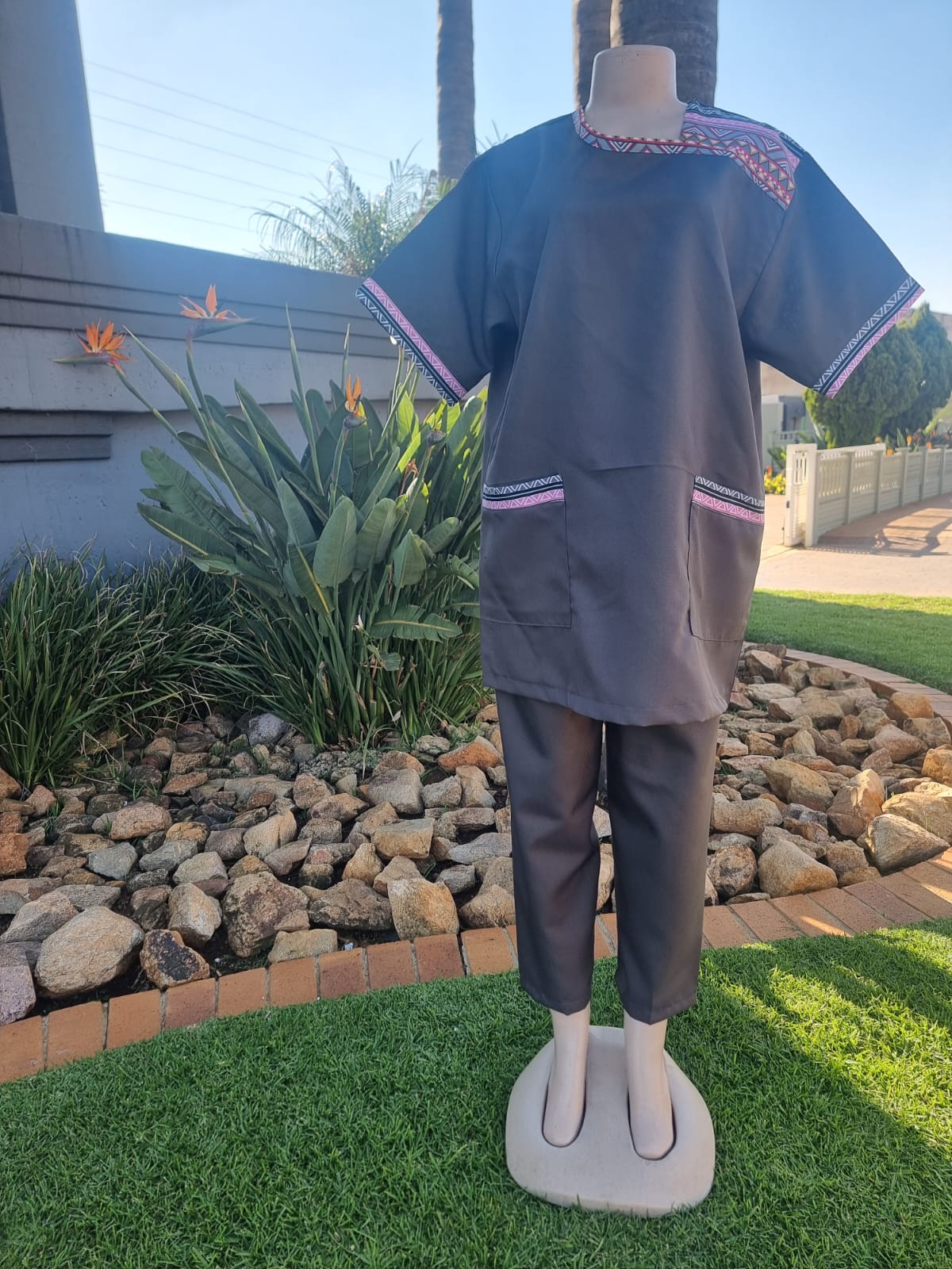 Uniform Grey And Pink 3 Piece