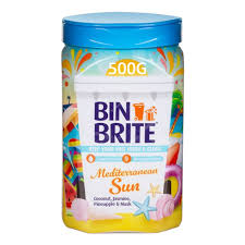 Bin Brite Odour Neutraliser | Keeps Your Bins Fresh & Clean - Soaks Up Liquid, Eliminates Odours (Mediterranean Sun - 500g)